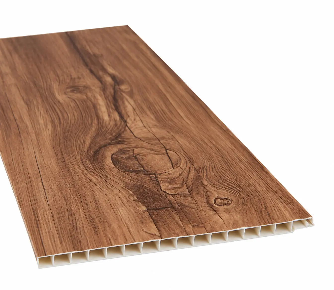 Cielorraso de PVC símil madera nogal oscuro